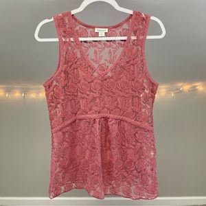 Sundance Mauve Kellie Embroidered Lace Tank Top